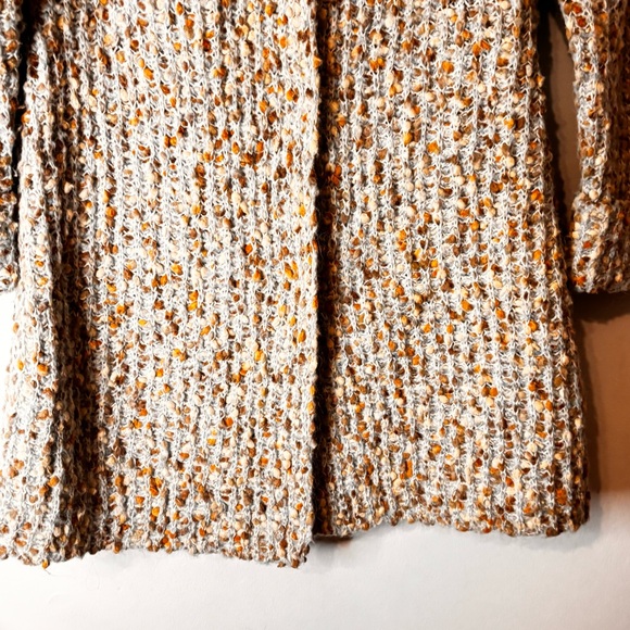 Curio Button Up Cardigan Sweater Size Small Blue Brown Chunky Knit Cowl Neck - Picture 3 of 11